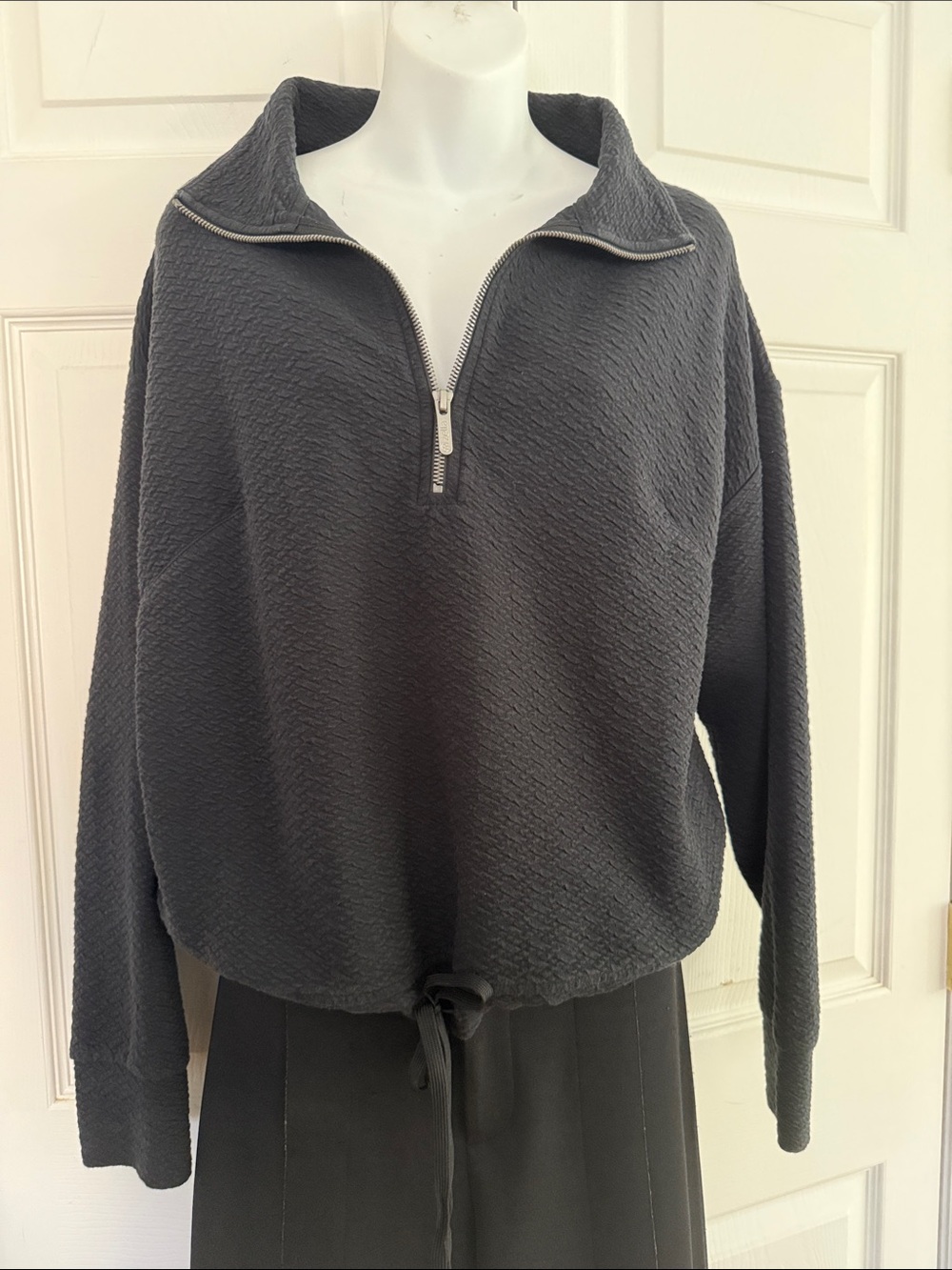 Zella Charcoal Half-Zip Textured Pullover